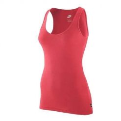Koszulka treningowa damska Nike 545209610. Czerwone bluzki sportowe damskie Nike, l, z materiału, bez kołnierzyka, bez ramiączek. Za 128.00 zł.