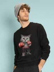 WOOOP Bluza "Boxing Cat" w kolorze czarnym rozmiar: L. Czarne bluzy bez kaptura męskie Wooop, l. Za 108.99 zł.