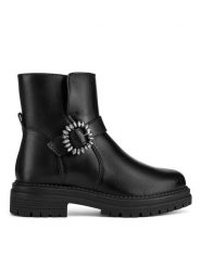 Sergio Bardi Botki RST-E1057-04SB Czarny. Czarne botki damskie Sergio Bardi, ze skóry, bez obcasa, na płaskiej podeszwie, bez zapięcia. Za 184.99 zł.
