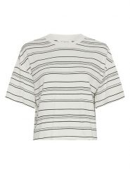 MOSS COPENHAGEN Koszulka w kolorze kremowym rozmiar: M/L. Brązowe bluzki damskie MOSS COPENHAGEN, l, bez wzorów, z bawełny, bez kołnierzyka, bez ramiączek. Za 127.35 zł.