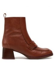 Hispanitas Botki HI243582 Brązowy. Brązowe botki damskie Hispanitas, ze skóry, bez obcasa, na słupku, bez zapięcia. Za 709.99 zł.