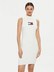 Tommy Jeans Sukienka dzianinowa Center Flag DW0DW18607 Écru Slim Fit. Sukienki damskie Tommy Jeans, xl, bez wzorów, z dzianiny, bez kołnierzyka, bez ramiączek. Za 269.99 zł.