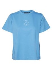 Vero Moda Koszulka w kolorze niebieskim rozmiar: XS. Niebieskie bluzki damskie Vero Moda, xs, bez wzorów, z bawełny, bez kołnierzyka, bez ramiączek. Za 52.67 zł.