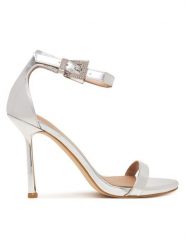 Guess Sandały FLPINS LEL03 Srebrny. Szare sandały damskie Guess, z aplikacjami, ze skóry, bez obcasa, na szpilce. Za 715.00 zł.