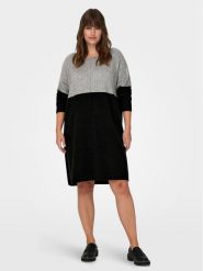 ONLY Carmakoma Sukienka dzianinowa 15183362 Szary Regular Fit. Szare sukienki damskie Only Carmakoma, bez wzorów, z dzianiny, bez kołnierzyka, bez ramiączek. Za 159.99 zł.