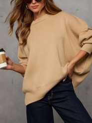 Milan Kiss Sweter w kolorze karmelowym rozmiar: M. Brązowe swetry klasyczne damskie Milan Kiss, m, z bawełny, bez kołnierzyka. Za 192.33 zł.