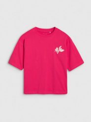 4F T-shirt oversize z nadrukiem damski - różowy XL. Czerwone t-shirty damskie 4f, xl, bez wzorów, z bawełny, bez kołnierzyka. W wyprzedaży za 39.99 zł.
