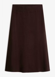Rozkloszowana spódnica z dzianiny. Brązowe spódniczki damskie bonprix, bez wzorów, z dzianiny, eleganckie, rozkloszowane. Za 132.99 zł.