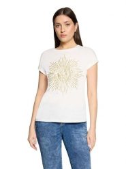 CARTOON Koszulka w kolorze kremowym rozmiar: 36. Brązowe bluzki damskie Cartoon, bez wzorów, z bawełny, bez kołnierzyka. Za 69.99 zł.