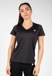 Elmira V-Neck Koszulka - Czarny. Czarne bluzki sportowe damskie GORILLA WEAR, xs, bez wzorów, z poliesteru, bez kołnierzyka. Za 194.00 zł.