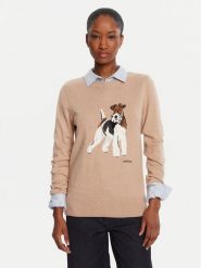 Barbour Sweter Fareham LKN1688BE12 Beżowy Regular Fit. Brązowe swetry klasyczne damskie Barbour, z bawełny, bez kołnierzyka. Za 529.99 zł.