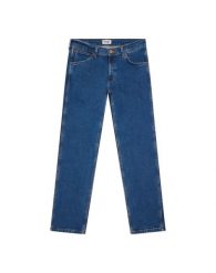 MESKIE SPODNIE WRANGLER GREENSBORO BLUE TOMORROW 112338770. Niebieskie spodnie materiałowe męskie Wrangler, bez wzorów. Za 239.99 zł.