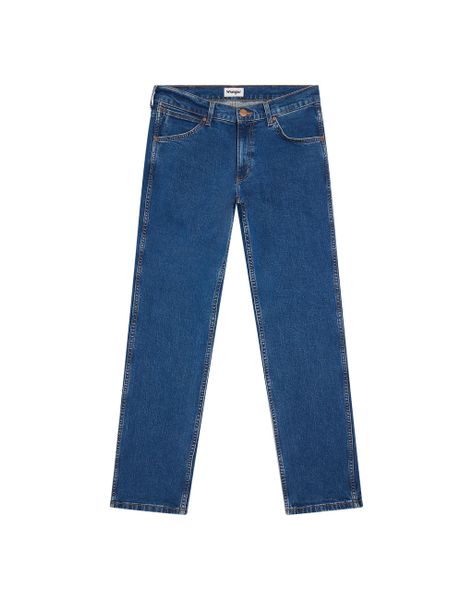 MESKIE SPODNIE WRANGLER GREENSBORO BLUE TOMORROW 112338770. Niebieskie spodnie materiałowe męskie Wrangler, bez wzorów. Za 239.99 zł.