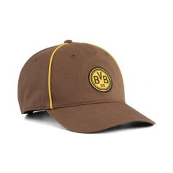 Czapka z daszkiem Borussia Dortmund KING PUMA. Brązowe czapki męskie Puma, bez wzorów, sportowe. Za 86.99 zł.