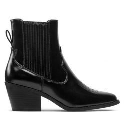 Kowbojki ONLY Shoes. Czarne botki damskie ONLY Shoes, bez obcasa, na słupku, bez zapięcia. Za 329.99 zł.