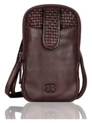 Bellicci Skórzana torebka w kolorze ciemnobrązowym na telefon - 11 x 18,5 x 2,5 cm rozmiar: onesize. Brązowe torebki klasyczne damskie Bellicci, bez wzorów, z materiału, bez dodatków. Za 130.99 zł.
