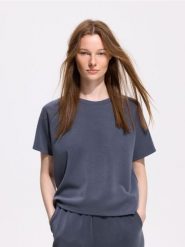 T-shirt boxy z modalem - ciemnoszary. Szare t-shirty damskie Reserved, l, bez wzorów, z dzianiny, bez kołnierzyka. Za 59.99 zł.