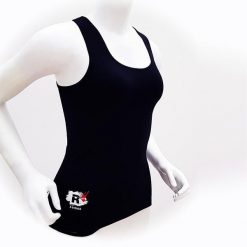 Koszulka bez rękawów techniczna damska techniczna Q-skin, czarna. Czarne bluzki sportowe damskie R-EVENGE, l, z materiału, bez kołnierzyka, bez ramiączek. Za 84.89 zł.