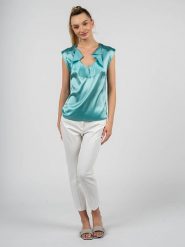 Pinko Top "Fascinoso" | 1G15M1 ZR64 | Fascinoso | Kobieta | Turkusowy. Niebieskie topy damskie Pinko, m, bez wzorów, z elastanu, bez kołnierzyka. W wyprzedaży za 139.00 zł.