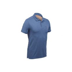 Koszulka polo trekkingowa TRAVEL 100 męska. Niebieskie koszulki polo męskie FORCLAZ, m, bez wzorów, z bawełny, bez ramiączek. W wyprzedaży za 34.99 zł.