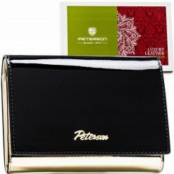 Portfel skórzany Peterson PTN 1N-445 czarny. Czarne portfele damskie Peterson, bez wzorów, z lakierowanej skóry. Za 134.99 zł.
