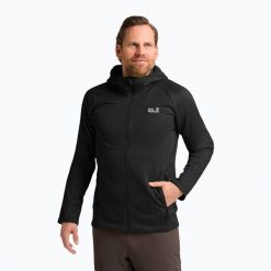 Bluza trekkingowa męska Jack Wolfskin Peak District Hooded Full Zip. Czarne bluzy bez kaptura męskie Jack Wolfskin, m. Za 379.99 zł.