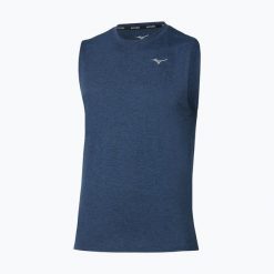 Koszulka do biegania męska Mizuno Impulse Core Sleeveless. Niebieskie t-shirty sportowe męskie Mizuno, m, z materiału, bez ramiączek, do biegania. Za 132.20 zł.