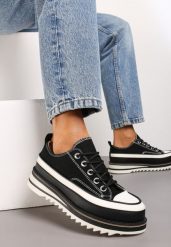 Czarne Trampki na Masywnej Platformie z Cholewką przed Kostkę Ableeva. Czarne trampki i tenisówki damskie Renee, bez wzorów, z jeansu, przed kostkę. Za 44.99 zł.