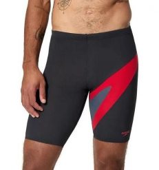 Spodenki kąpielowe Speedo Hyperboom - jammery. Czarne kąpielówki męskie Speedo, m, bez wzorów, z materiału, na fitness i siłownię. Za 169.99 zł.