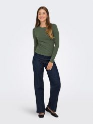 ONLY Koszulka w kolorze khaki rozmiar: L. Brązowe bluzki damskie Only, l, bez wzorów, bez kołnierzyka. Za 61.60 zł.