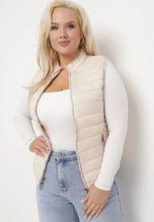 Jasnobeżowa Kamizelka Pikowana z Kieszeniami i Suwakiem Vinfa. Brązowe kamizelki damskie Born2be, l. Za 119.99 zł.