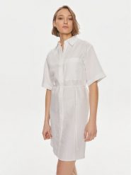 Calvin Klein Sukienka koszulowa K20K206697 Biały Relaxed Fit. Białe sukienki damskie CALVIN KLEIN, bez wzorów, ze lnu, bez kołnierzyka, bez ramiączek, koszulowe. Za 419.99 zł.
