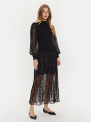 TWINSET Sukienka dzianinowa 242TT3161 Czarny Regular Fit. Czarne sukienki damskie Twinset, l, bez wzorów, z dzianiny, bez kołnierzyka, bez ramiączek. Za 719.99 zł.