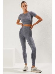Trendyol Legginsy sportowe w kolorze szarym rozmiar: M/L. Szare legginsy sportowe damskie Trendyol, l, bez wzorów, prążkowane, z podwyższonym stanem, outdoorowe. Za 56.93 zł.