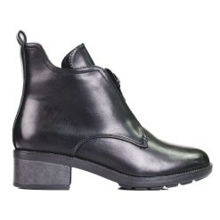 Stylowe czarne botki damskie. Czarne botki damskie eleganckie, bez obcasa, bez zapięcia. Za 250.80 zł.