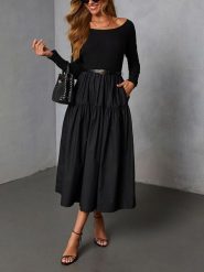 Milan Kiss Sukienka w kolorze czarnym rozmiar: L. Czarne sukienki damskie Milan Kiss, l, bez wzorów, bez kołnierzyka, bez ramiączek, maxi. Za 247.99 zł.