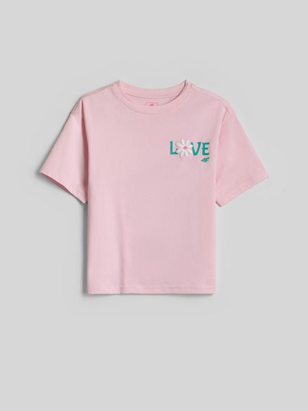 4F T-shirt boxy z nadrukiem dziewczęcy - różowy 146/152 (10-12 lat). Czerwone koszulki dziewczęce 4f, bez wzorów, z bawełny, bez ramiączek. Za 49.99 zł.