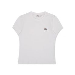 Koszulka damska Fila Trivero. Białe bluzki damskie Fila, bez wzorów, sportowe, bez kołnierzyka, bez ramiączek. Za 221.74 zł.