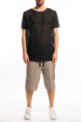 Takeshy Kurosawa T-shirt "Lino" | 83333 | Lino | Mężczyzna | Czarny. Czarne t-shirty męskie Takeshy Kurosawa, l, bez wzorów, z bawełny, bez kołnierzyka. W wyprzedaży za 299.00 zł.