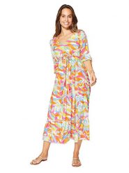 Ipanima Sukienka ze wzorem rozmiar: 38/40. Sukienki damskie Ipanima, bez wzorów, z wiskozy, bez kołnierzyka, bez ramiączek, maxi. Za 140.20 zł.