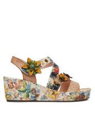 Laura Vita Sandały Facdiao 11 Beżowy. Brązowe sandały damskie Laura Vita, bez wzorów, ze skóry, bez obcasa, na koturnie. Za 439.99 zł.