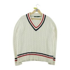 Second life - Damski Beżowy Sweter - Stan dobry. Brązowe swetry klasyczne damskie Ralph Lauren, bez kołnierzyka. Za 127.76 zł.