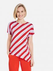 Gerry Weber Koszulka w kolorze czerwono-białym rozmiar: 38. Białe bluzki damskie Gerry Weber, s, bez wzorów, z wiskozy, klasyczne, z asymetrycznym kołnierzem, bez ramiączek. Za 83.42 zł.