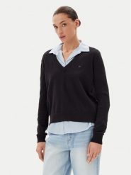 Tommy Jeans Sweter Essential DW0DW19888 Czarny Regular Fit. Czarne swetry klasyczne damskie Tommy Jeans, xl, z bawełny, bez kołnierzyka. Za 299.99 zł.