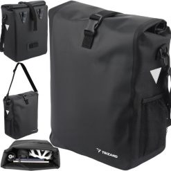 Torba na Rower Sakwa Rowerowa na Bagażnik Kufer Rowerowy Duża Boczna 15l. Czarne torebki klasyczne damskie TRIZAND, bez wzorów, duże, bez dodatków. Za 51.00 zł.