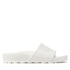 Klapki Birkenstock. Białe klapki damskie Birkenstock, bez wzorów, bez obcasa. Za 139.99 zł.