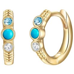 Glanzstücke München Srebrne kolczyki kreole srebro wysokiej próby Turkusowy (rek.) żółte złoto Kolczyki koła 1 ct Damski. Niebieskie kolczyki damskie Glanzstücke München, z spinelem, srebrne. Za 219.99 zł.