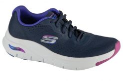 Buty sportowe Sneakersy damskie, Arch Fit-Infinity Cool. Niebieskie buty sportowe na co dzień damskie Skechers, bez wzorów, z materiału, trekkingowe. Za 399.99 zł.