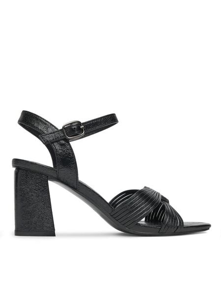 JENNY Sandały SX108-01 Czarny. Czarne sandały damskie Jenny, bez wzorów, ze skóry, bez obcasa, na słupku. Za 129.99 zł.