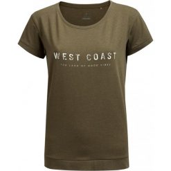 T-shirt damski TSD637 - khaki melanż - Outhorn. Brązowe t-shirty damskie Outhorn, bez wzorów, bez kołnierzyka. W wyprzedaży za 24.99 zł.